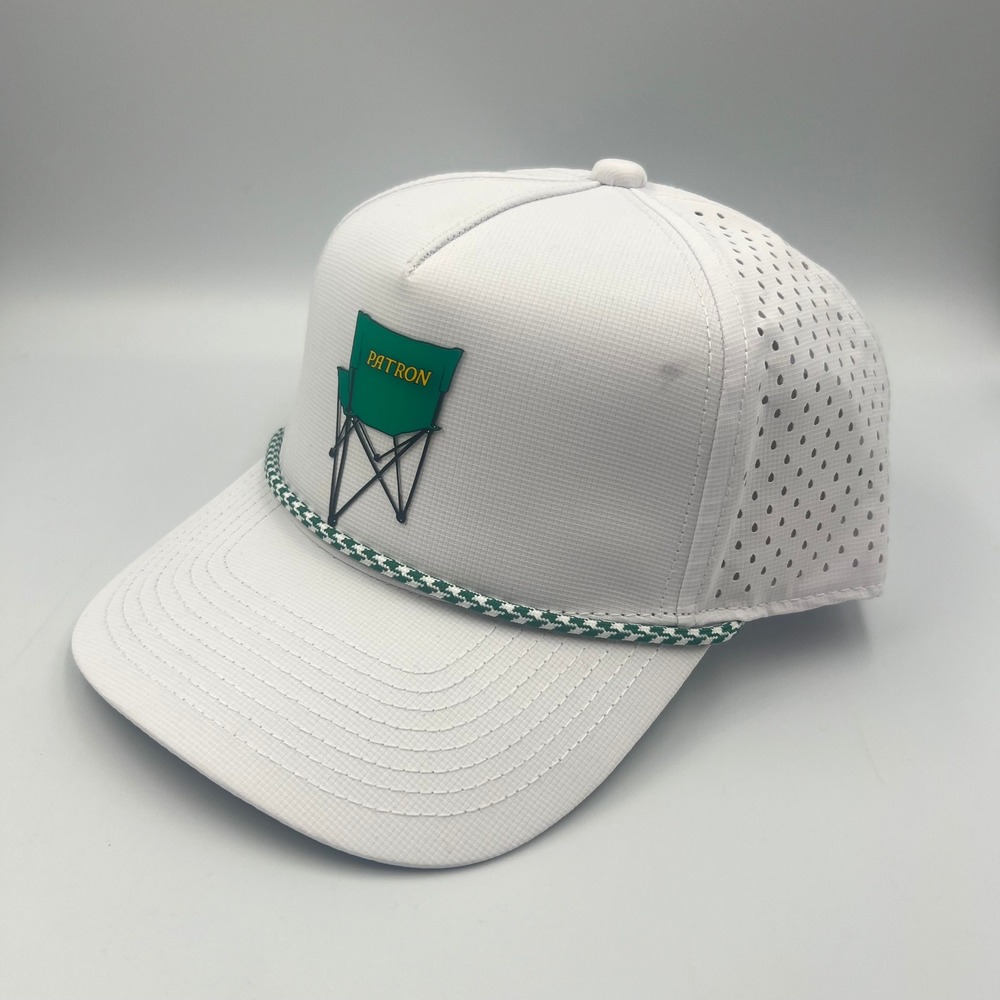 Short Par 4 Patron Tequila Lawn Chair Golf Hat White Perforated Rope Snapback